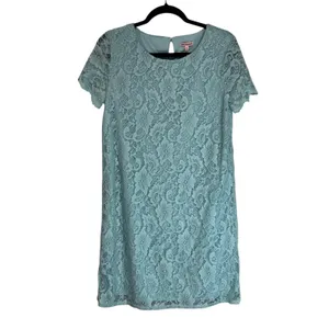 Juicy‎ Couture Blue Floral Lace Shift Dress Short Sleeve Aqua RN123475 Size Med thumbnail 2