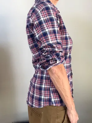 Frank & Eileen "Barry" Fitted Cotton Red/Navy Plaid Button Down Shirt  Medium thumbnail 8