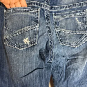 BKE Payton distressed dark wash denim jeans size 30R ladies thumbnail 15