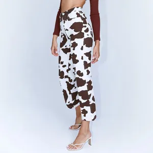 Princess Polly Be Wild Pants White and Brown Cow Print Size 2 thumbnail 2