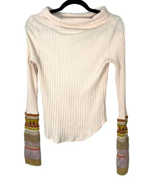 Free People Mixed Up Sweater Cuff Ribbed Thermal Size Small thumbnail 6