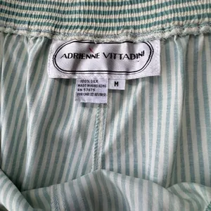 Adrienne Vittadini Silk Striped Pajama Lounge Pants Womens M Green White Vintage thumbnail 5