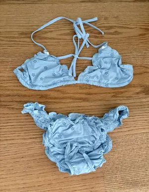 Light Blue Eyelet Ruffle Bikini Set - Women thumbnail 1
