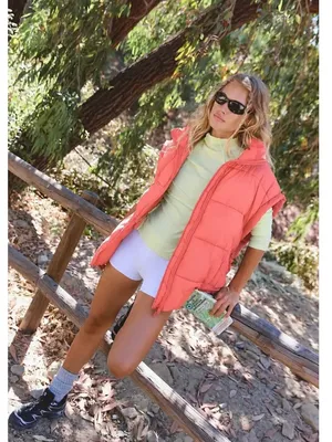 NWT Free People FP Movement Fruit Punch Puffer Vest Oversized Small Pocket thumbnail 3