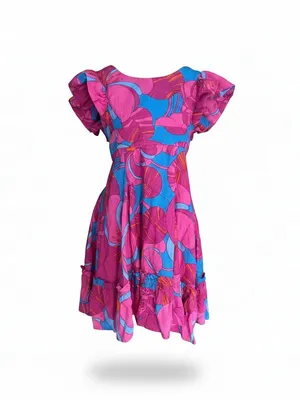 Tuckernuck X Cameran‎ Eubanks Wild Azalea Edisto Dress Pink Blue Linen Small S thumbnail 2