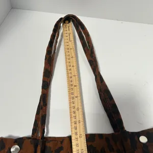 Leopard Print Corduroy Tote‎ Bag Brown Black Animal Pattern Snap Closure Lined thumbnail 9