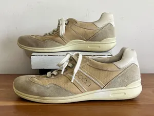 ECCO Tan Leather Suede Walking Shoes Womens‎ 38 Arch Support Sneakers 045193 thumbnail 1