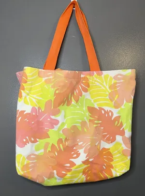 La Blanca Tote Bag Womens One Size Orange Pink Yellow Tropical Leaf Beach Purse thumbnail 1