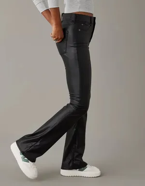 American Eagle Outfitters Womens Black Stretch Vegan Leather Pant Size 6 thumbnail 2