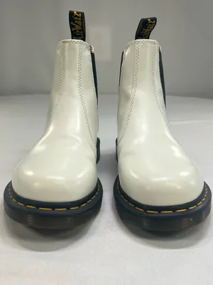 Dr. Martens 2976 YS White Smooth Leather Chelsea Boots Size US Men 8 Women 9⁠ thumbnail 2