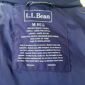 L.L.Bean Navy Down Fill Thigh Length Puffer Jacket thumbnail 7