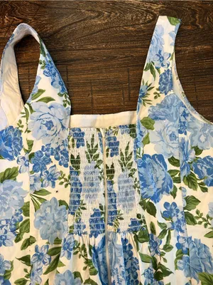 Show Me Your Mumu Mini Dress Womens XL Blue Floral Cottage Smocked thumbnail 5