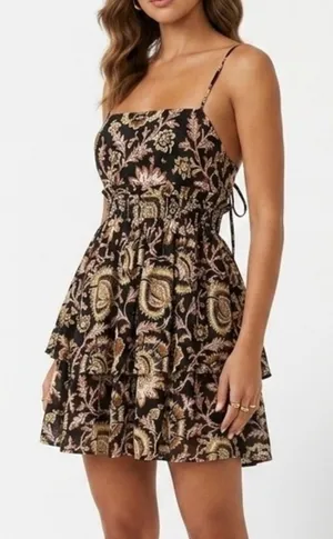 NWOT Anthropologie Celandine Straight-Neck Tiered Mini Dress thumbnail 1