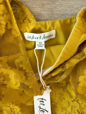 NWT For Love & Lemons Tiana Mini Dress in Mustard Yellow, Size XS thumbnail 3