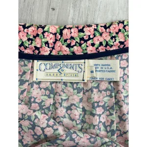 Susan Bristol Components Vintage Pleated Floral Skirt Rayon USA 8 Cottagecore Prairie Pink thumbnail 6