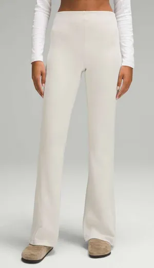 Lululemon Brushed Softstreme Ribbed Zip Flared Pant Size 6 Bone thumbnail 1