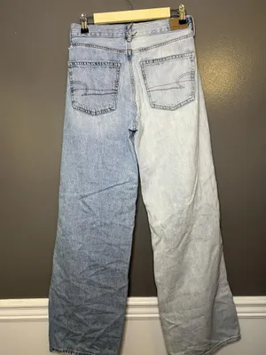American Eagle Outfitters Skater Jeans Womens 4 Two Tone Wide Leg Distressed thumbnail 4