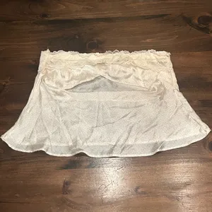 Free People Intimately Tube Top Small Cream Lace Peplum Polka Dot Silky Summer thumbnail 3