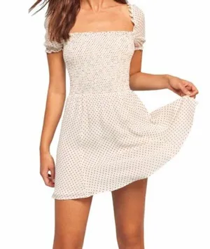REFORMATION Bambina Polka Dot Dress in Vanilla Size Large thumbnail 2