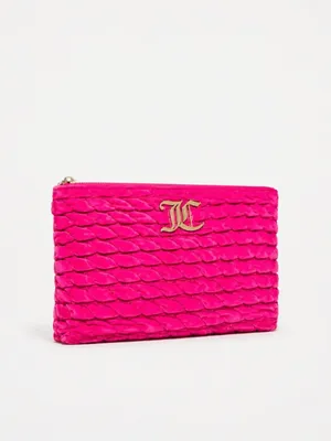 Juicy Couture Hot Pink Quilted Cosmetic Clutch Travel Bottle NWT thumbnail 2