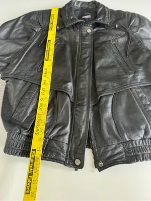 Vintage 80s 90s Wilson’s Leather Black Genuine Leather Bomber Jacket Sz Medium thumbnail 8
