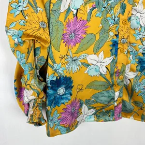 RD & Koko Floral Shirred Long Sleeve V-Neck Top Size Large L EUC L2730 thumbnail 4