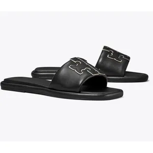 Tory Burch Black Double T Sport Slide Leather Sandals Size 7.5 thumbnail 3