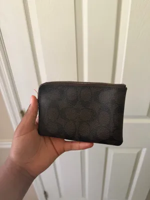 Coach brown wallet with pink stripe thumbnail 2