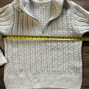 Aerie Womens Beige Cable Car Quarter Zip Knit Sweater Size XS thumbnail 4