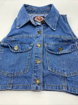 Vintage Y2K Jean Denim Cropped Button Vest Top By Paris Blues Originals XS Extra thumbnail 4