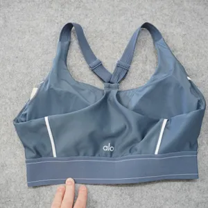 Alo Yoga Large Blue Sports Bra Racerback Contrast Piping Workout Gym Athletic thumbnail 4