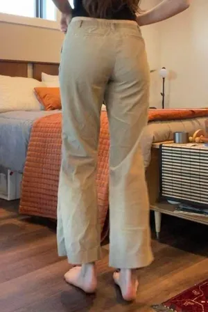Vintage y2k Loft Petites tan cropped wide leg Marisa corduroy pants 🌞 thumbnail 3