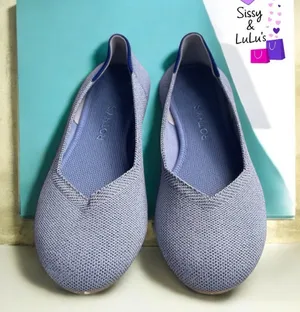 Rothy's The Flat Pointed Toe Knit Ballet Flats Womens Blue Slip-On Size 8 thumbnail 1