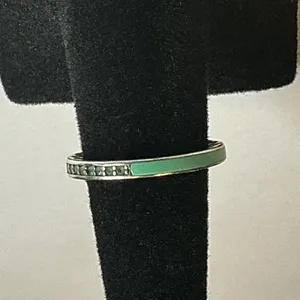 Pandora S925 ALE 48 Sterling Silver Green Enamel Ring Size 4.5 Stack Band thumbnail 4