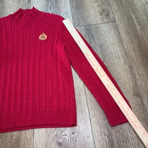 VTG Lauren Ralph Lauren Red Cable Knit Mock Neck Crest Sweater Womens XL Preppy thumbnail 5