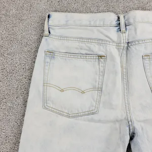 American Eagle Womens Shorts 31" Blue Denim Acid Wash Distressed Cut Off Bermuda thumbnail 7