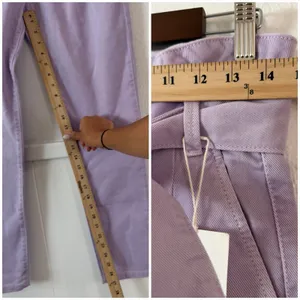 Sézane Paperbag Waist Belted Organic Cotton Tapered Pants Lilac FR34 US2 NWT thumbnail 6