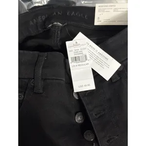 American Eagle Curvy Highest Rise Black Flare Jeans Button Fly Minimalist thumbnail 5
