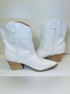 Dolce Vita Karyn Cowboy White Braided Western Leather Ankle Booties Size 10 thumbnail 5