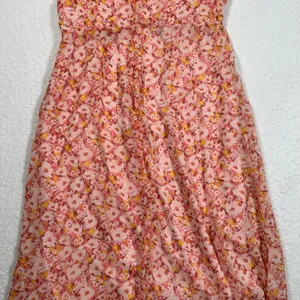 Lush Midi Dress Women's Medium Dusty Rose Yellow Floral Print Ruffle New thumbnail 3