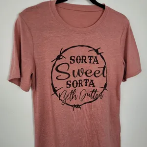 Sorta Sweet Sorta Beth Dutton T-Shirt Yellowstone Pink Women's Small Graphic thumbnail 1