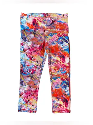 💖Beauty & the Mess Abstract Marble Capri Cropped Leggings‎ Dopamine Maximalist thumbnail 2