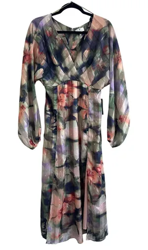 Socialite Chiffon Floral Midi Dress Womens Medium Side Slit‎ Party Guest Spring thumbnail 1
