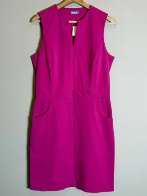 J. McLaughlin Hudson Front Zip Bi-Stretch Sheath Dress Women's 8 Pink Formal NWT thumbnail 5