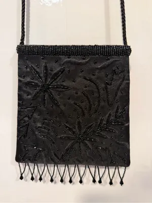 Black Beaded Fringe Crossbody Bag thumbnail 2