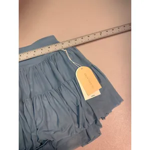 Blogilates Ballerina Skort Light Blue Crossover Waist Mesh Tiered‎ Skirt Small thumbnail 3