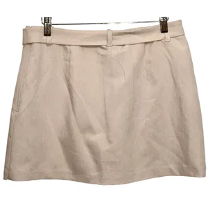 Abercrombie & Fitch Tan Beige Tweed Belted Micro Mini Skirt Womens Size Medium M thumbnail 2