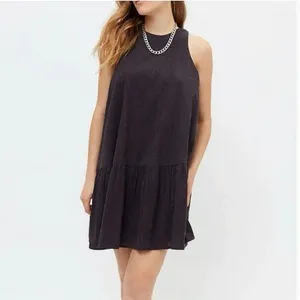 Urban Outfitters Women's Black Gauze Sleeveless Flowy Mini Shift Dress Size S thumbnail 3