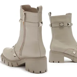 Cape Robbin Yuri Pyramid Stud Lug Boots Gray Faux Leather Women’s Size 10 thumbnail 3
