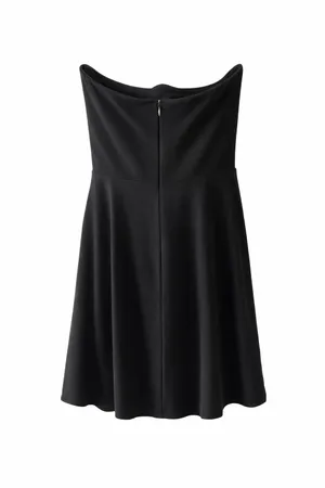 Lulus Black Strapless Square Neck Skater Mini Dress | Womens Large | Date Night Going Out thumbnail 3